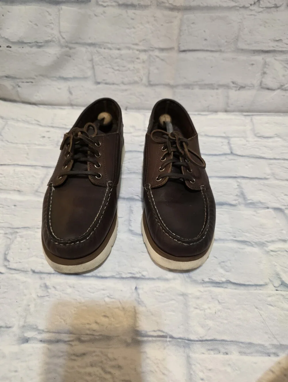 Froats Baltimore Men's Brown Leather Moc Toe Boat Shoes